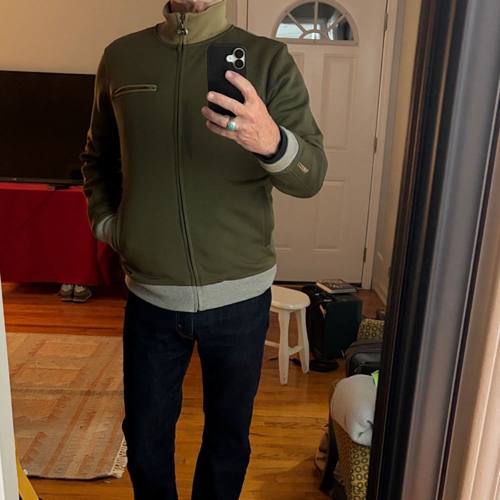 Olive Green Zip-Up Jacket with Gray Accents For how dope you really r